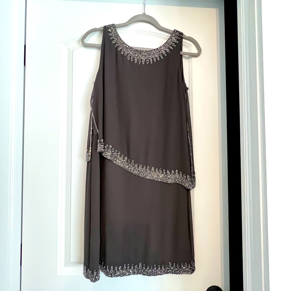 Layered grey beaded dress